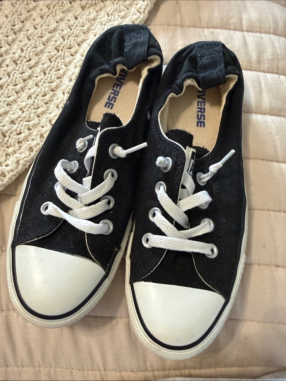 Converse Shoreline Black & White Low-Top Slip-On Sneakers